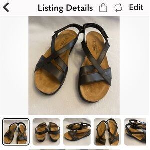 Naot black sandals sz 37, 6-6.5